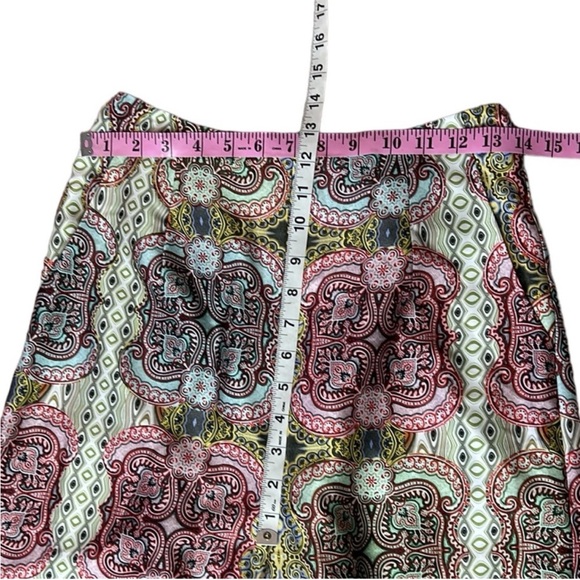 Ciebon Pant Satin wide leg- fully lined fits green red multi high waist NWT - Picture 13 of 16